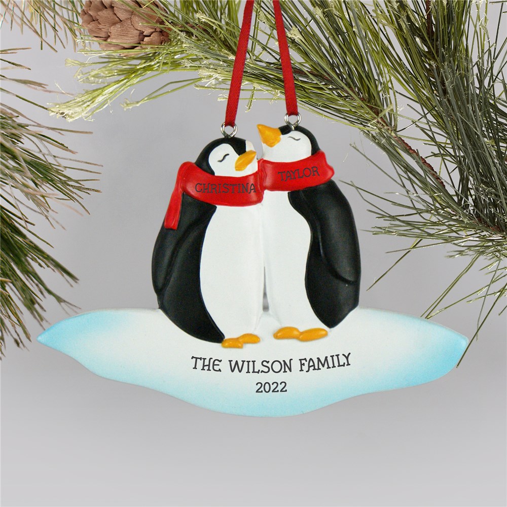Personalized Penguin Family Christmas Ornament