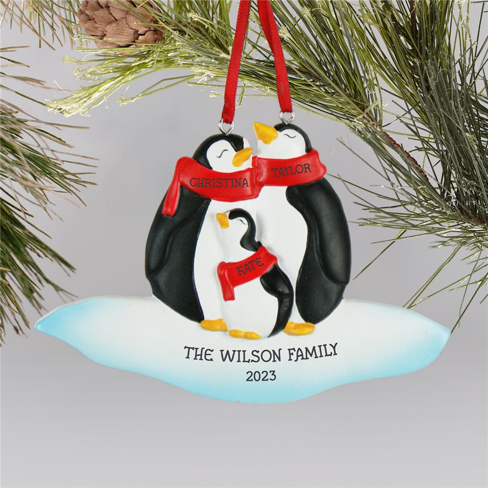 Personalized Penguin Family Christmas Ornament