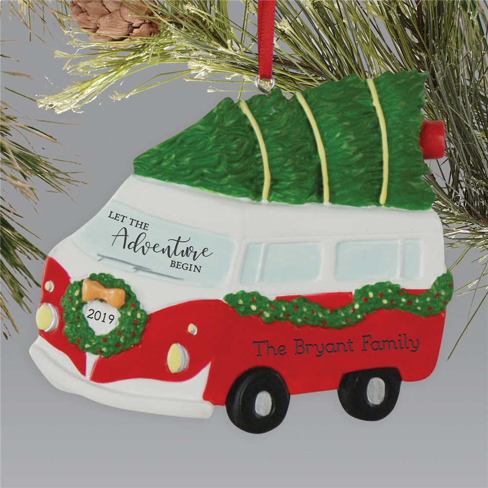 Customized Let The Adventure Begin Bus Christmas Ornament GiftsForYouNow