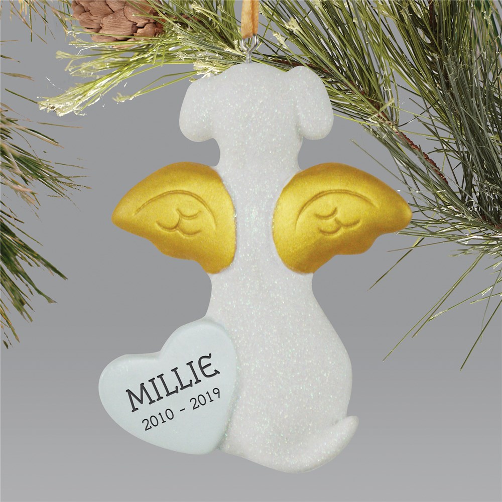 Personalized Angel Memorial Dog Holiday Ornament GiftsForYouNow