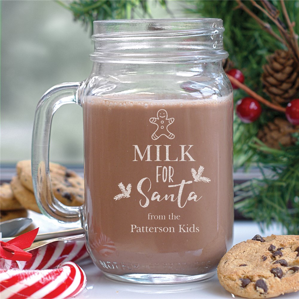 Milk For Santa Personalized Mason Jar | Mason Jar Mugs 