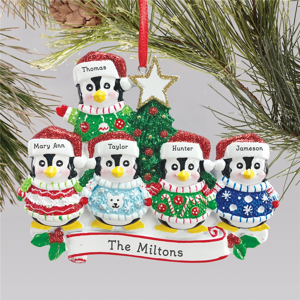 Penguin Family Ornament | Personalized Ugly Sweater Ornament