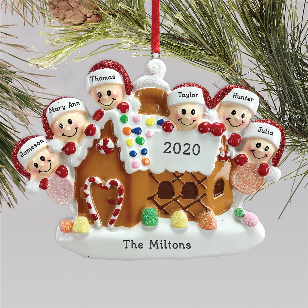 Personalized Gingerbread House Family Holiday Ornament ...