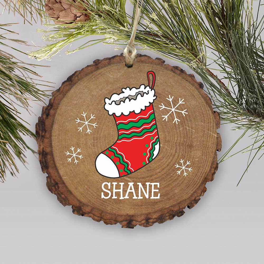 Personalized Stocking Wood Ornament | Stocking Wood Ornament with Name