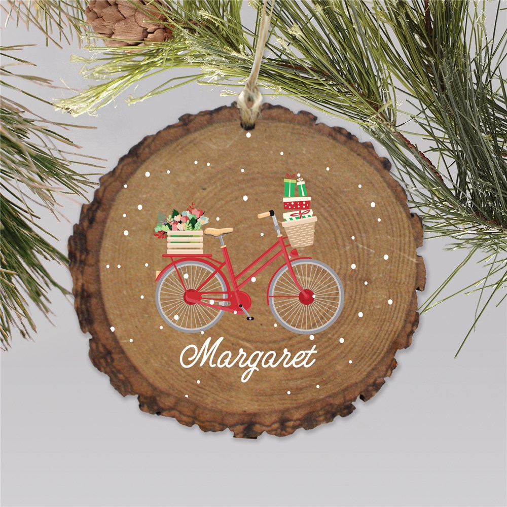 Personalized Bicycle Wood Ornament | Rustic Bicycle Ornament