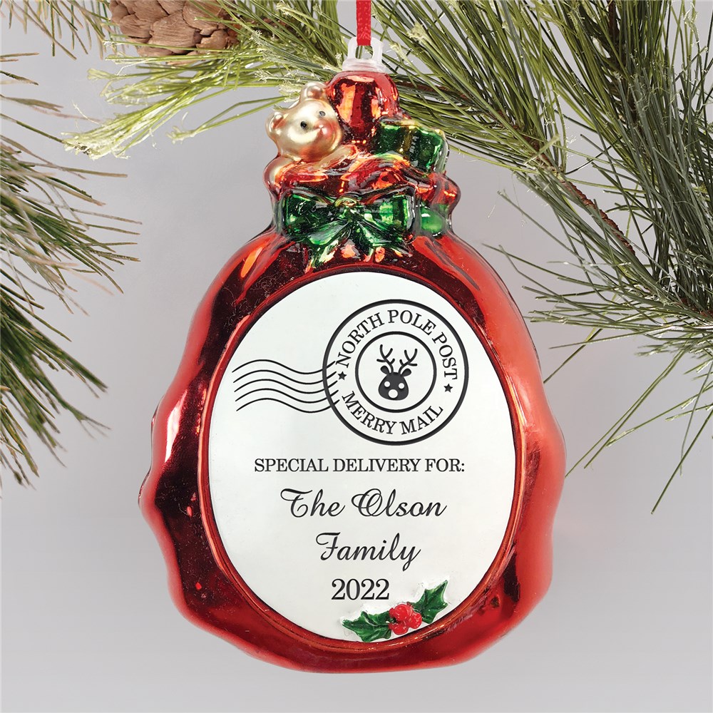 Personalized Santa Sack Ornament  | Engraved Santa's Bag Christmas Ornament