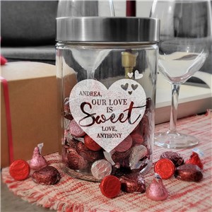 Love Is Sweet Personalized Valentine's Day Glass Treat Jar