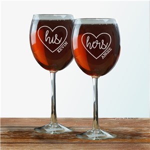 Red Wine Glass Set | Engraved Wine Glass Set