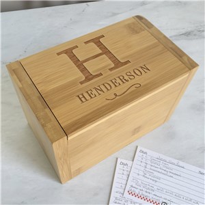 Personalized Recipe Box | Engraved Wood Recipe Keeper