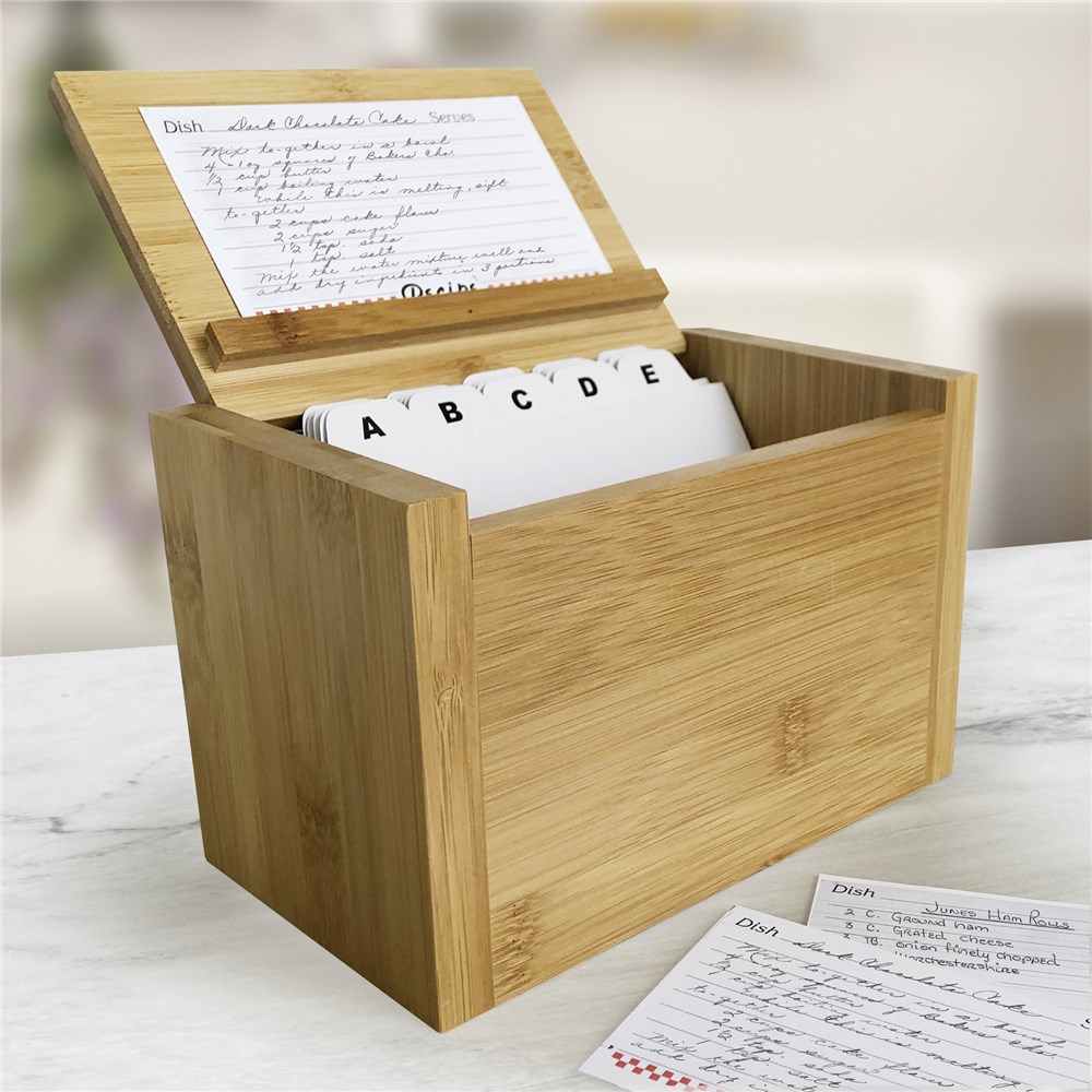 Personalized Recipe Box | Engraved Wood Recipe Keeper