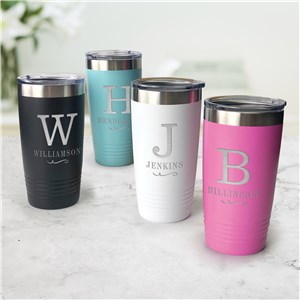 Engraved Tall Tumbler | Personalized Initial Insulated Mugs