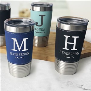 Engraved Leather Wrapped Tumbler | Personalized Faux Leather Tumbler