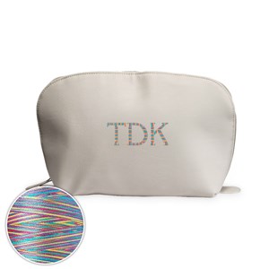 Embroidered Initials Vegan Leather Toiletry Bag with Rainbow Thread L14727376R