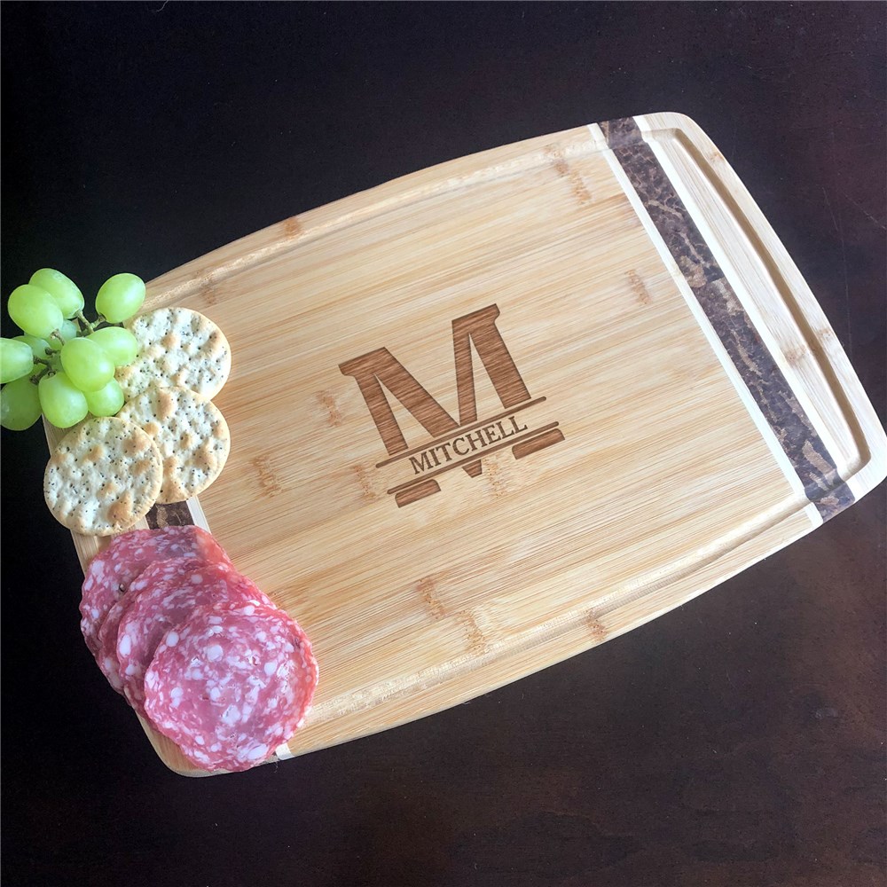 Engraved Family Name Marbled Cutting Board 