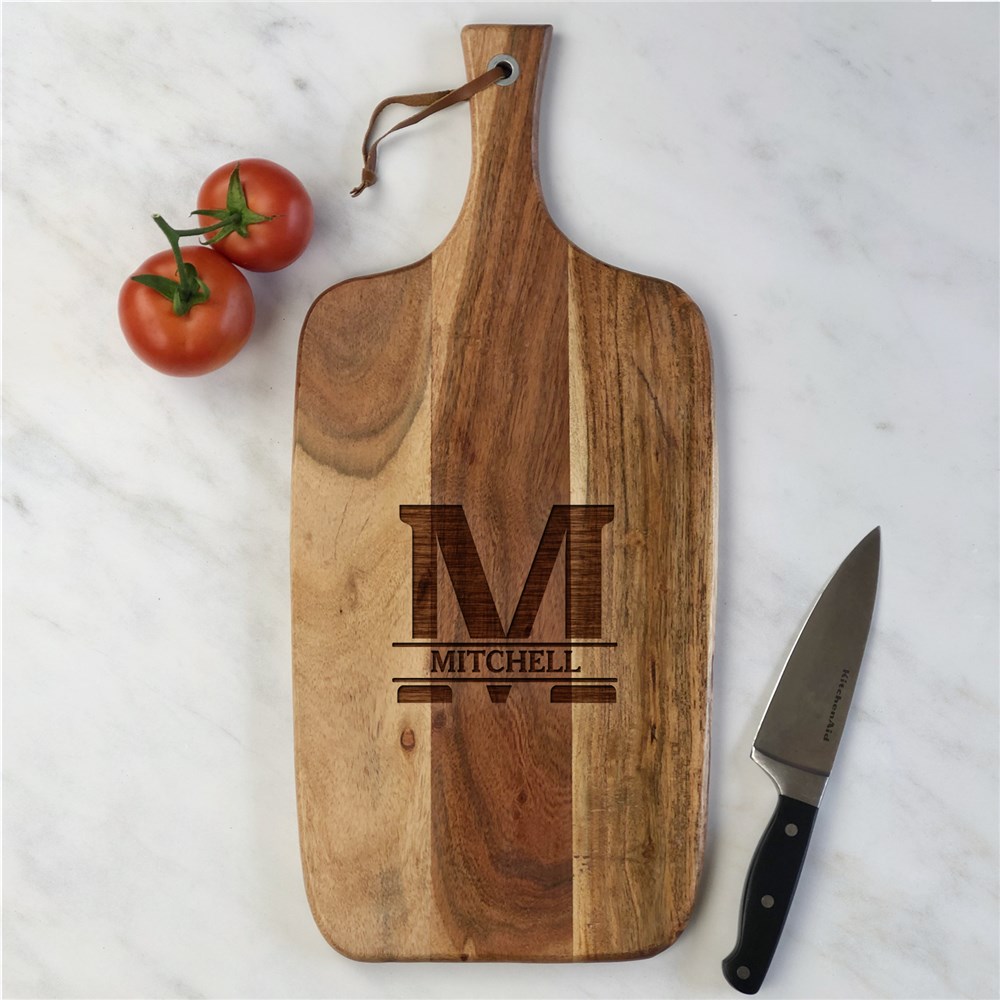 Engraved Family Name Acacia Paddle Cutting Board L14791393X
