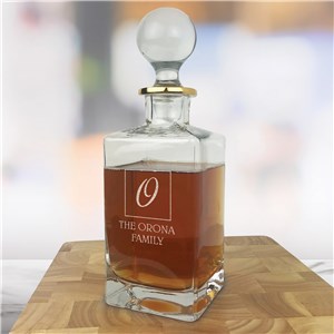 Engraved Family Name And Initial Gold Rim Decanter 