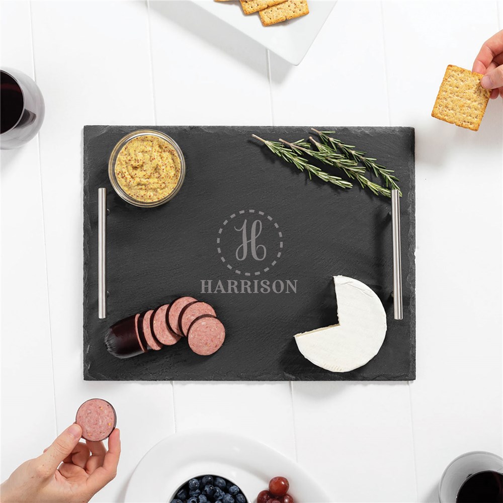 Engraved Initial And Name Slate Tray L114839354