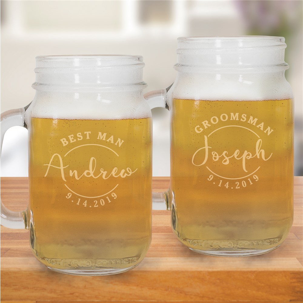 Engraved Wedding Party Mason Jar GiftsForYouNow