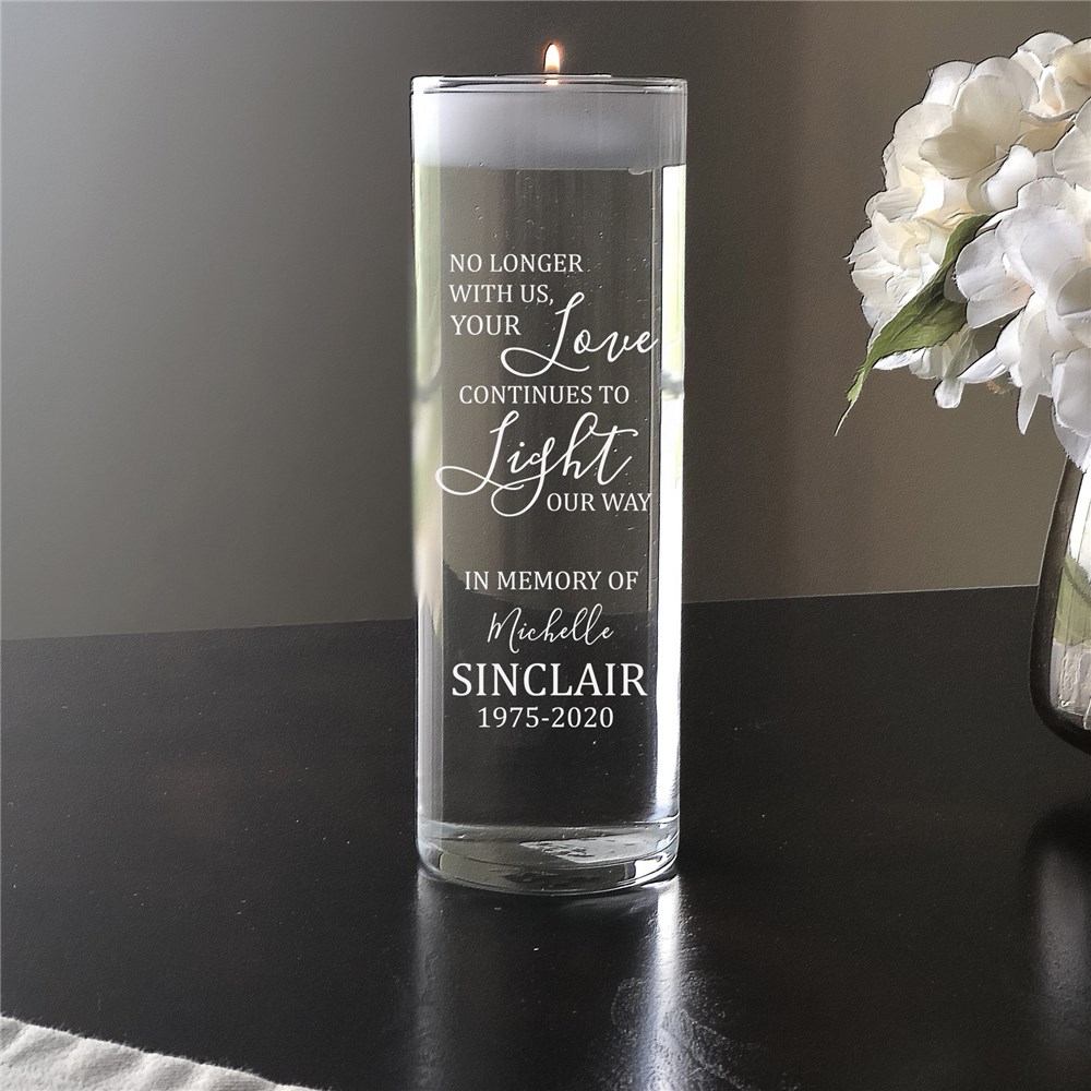 engraved memorial candle vase
