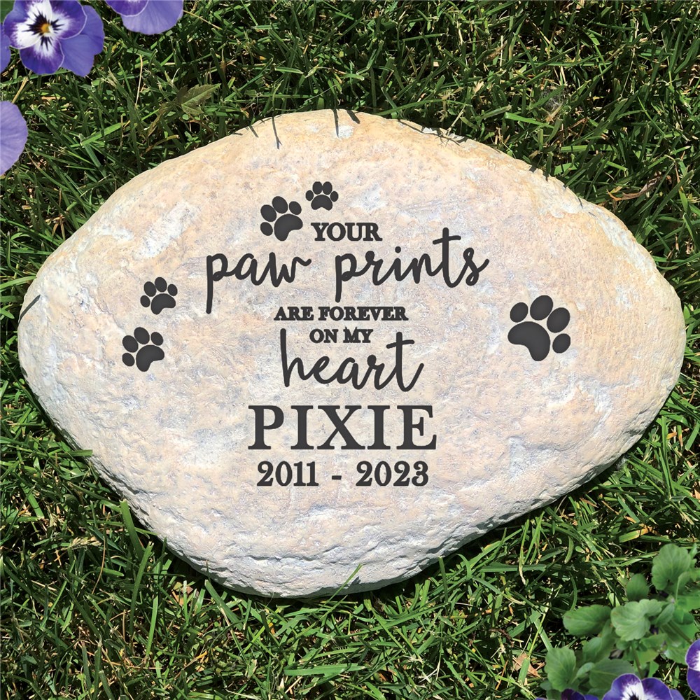 Personalized Pet Memorial Garden Stone | Paw Prints Forever Memorial Stone