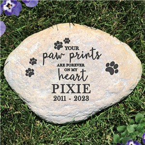 Personalized Pet Memorial Garden Stone | Paw Prints Forever Memorial Stone