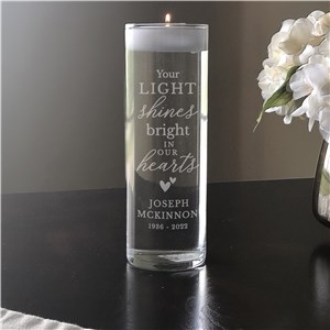 Personalized Memorial Vase | Love Shines Bright Memorial Candle