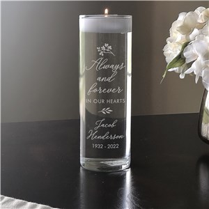 Personalized Glass Candle Memorial | Always And Forever Memorial Candle