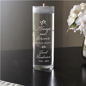 Personalized Glass Candle Memorial | Always And Forever Memorial Candle