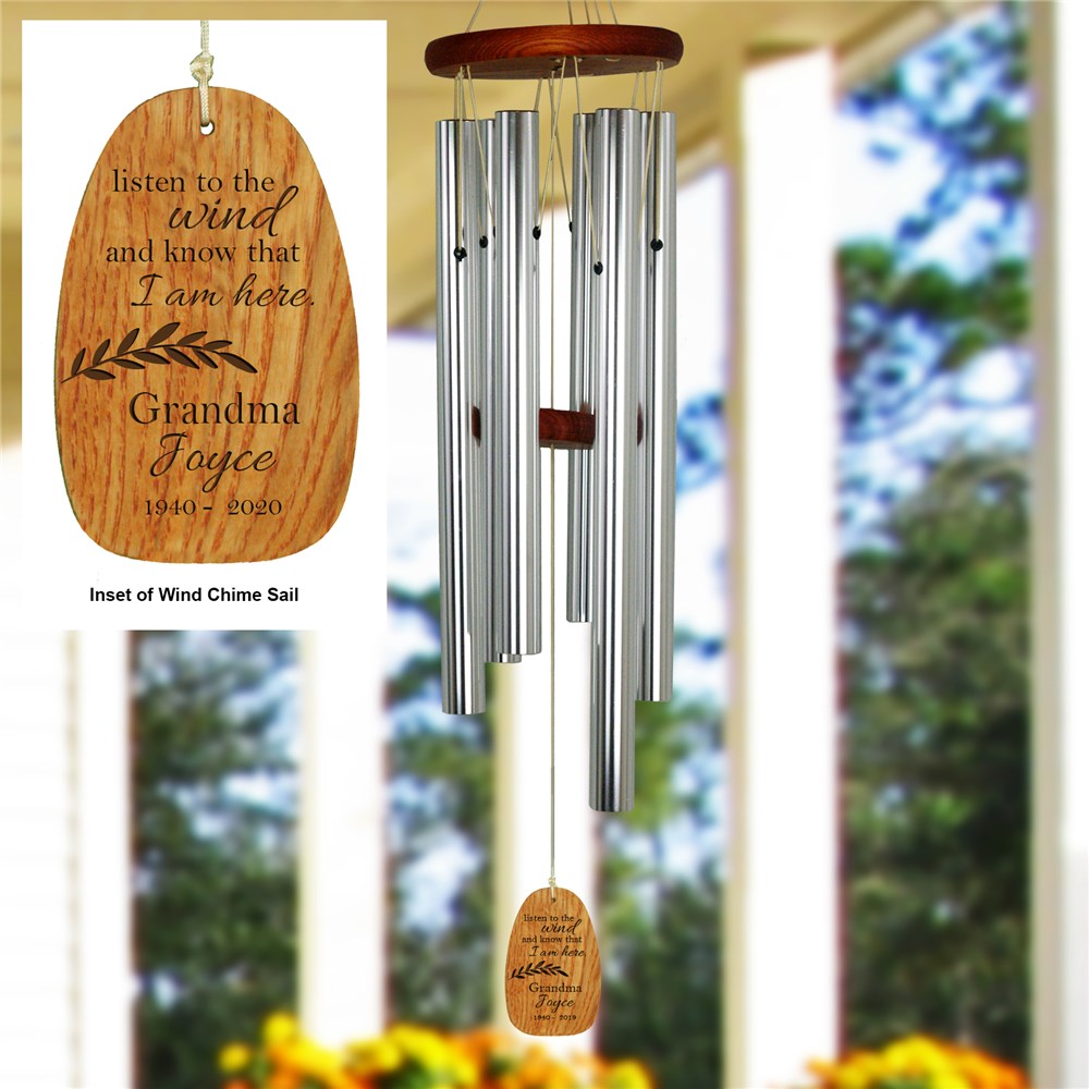 Engraved Listen To The Wind Memorial Wind Chime GiftsForYouNow
