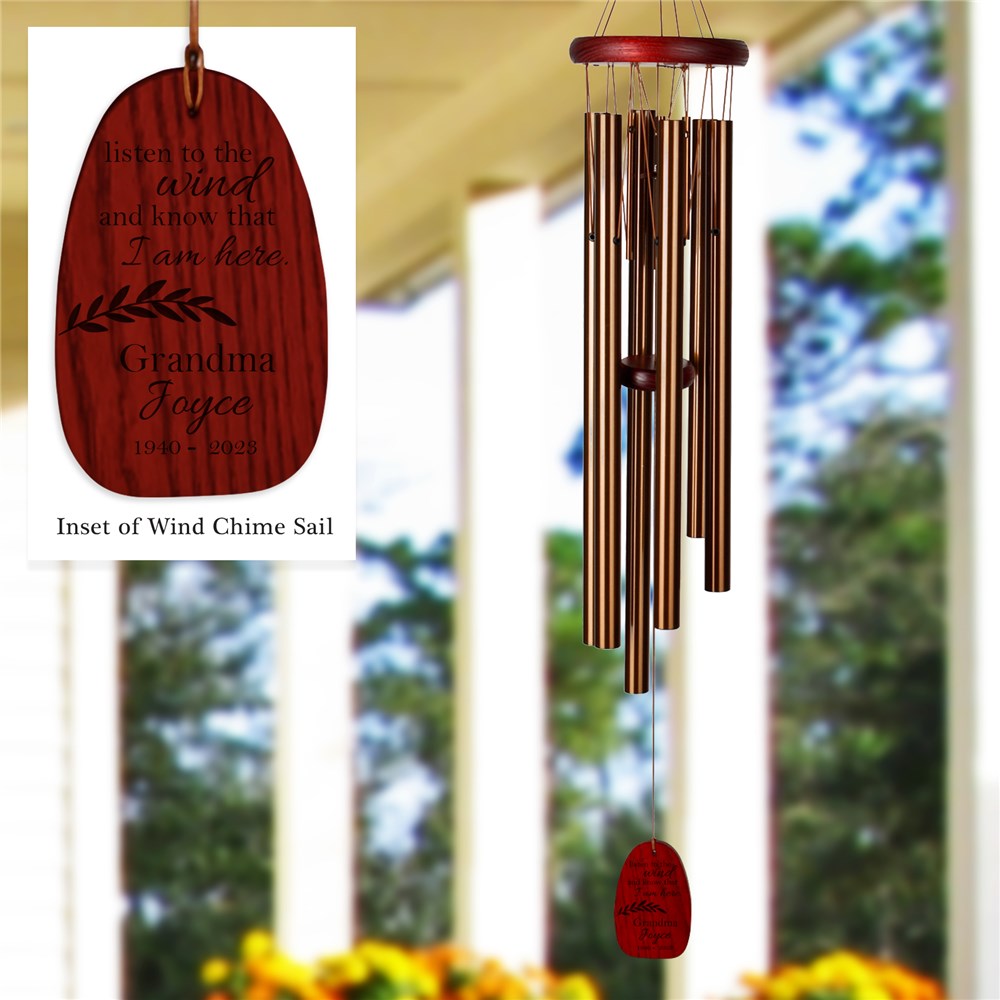 Engraved Listen To The Wind Memorial Canon Wind Chime