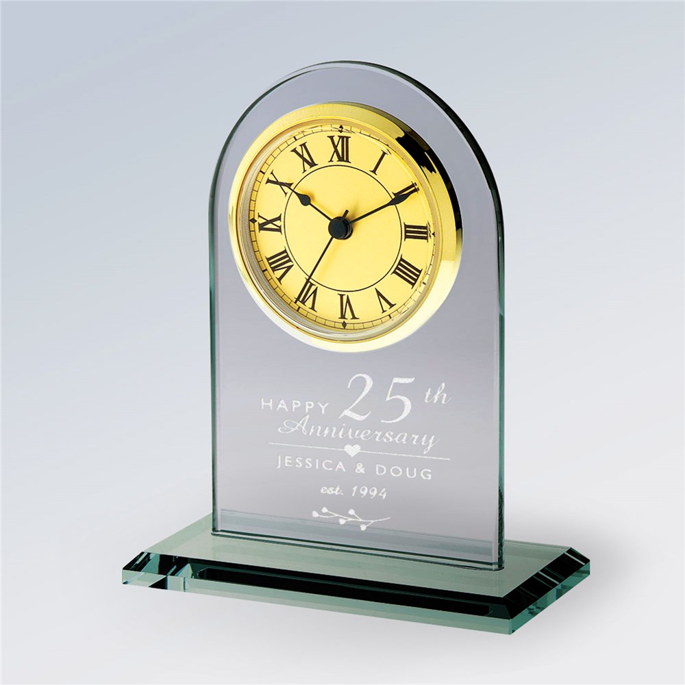 Engraved Happy Anniversary Glass Clock GiftsForYouNow