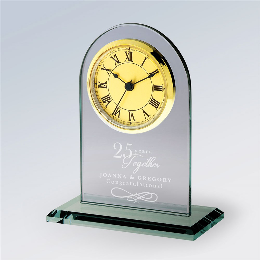 Engraved Years Together Classic Glass Clock GiftsForYouNow