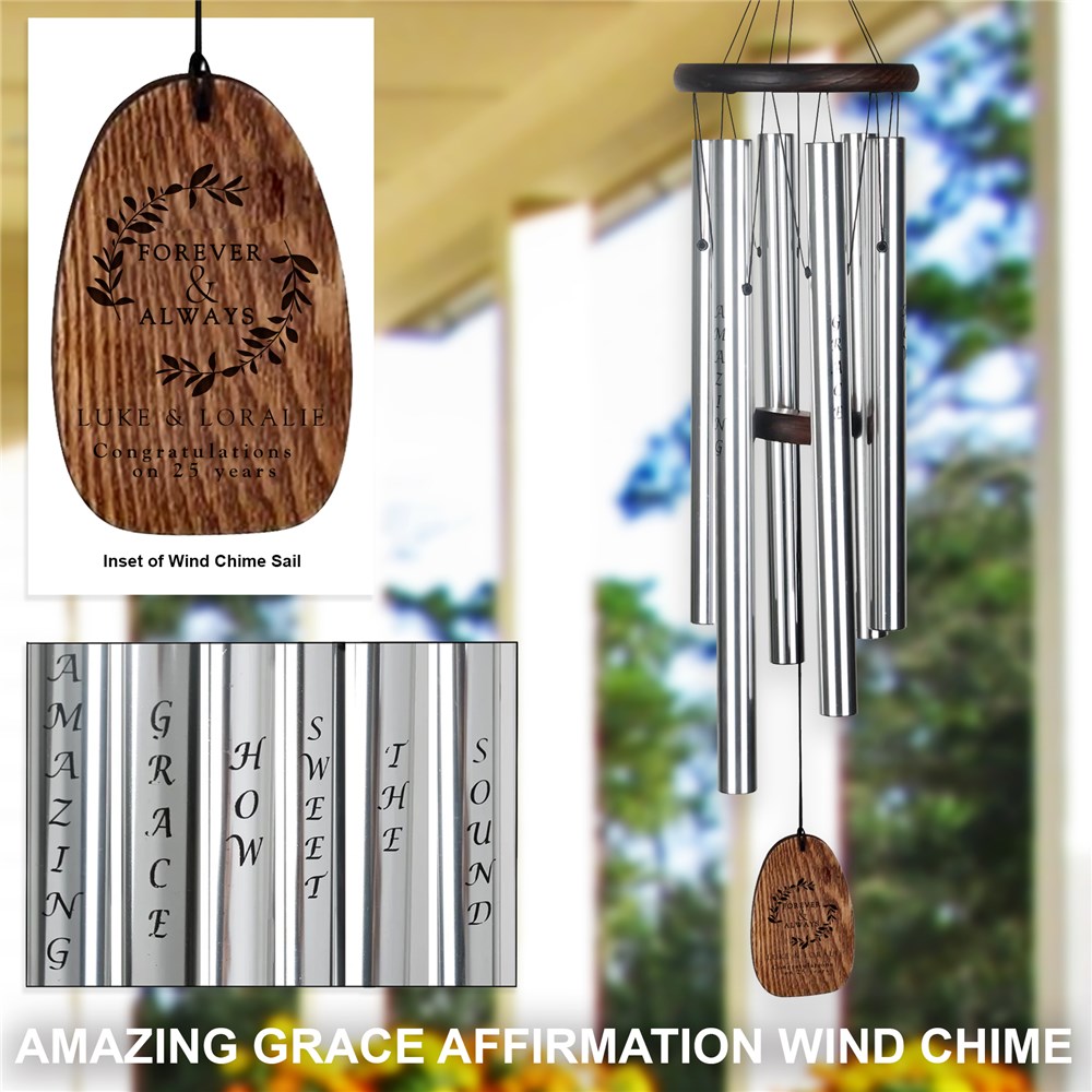 Engraved Wind Chime | Wreath Anniversary Wind Chime Gift