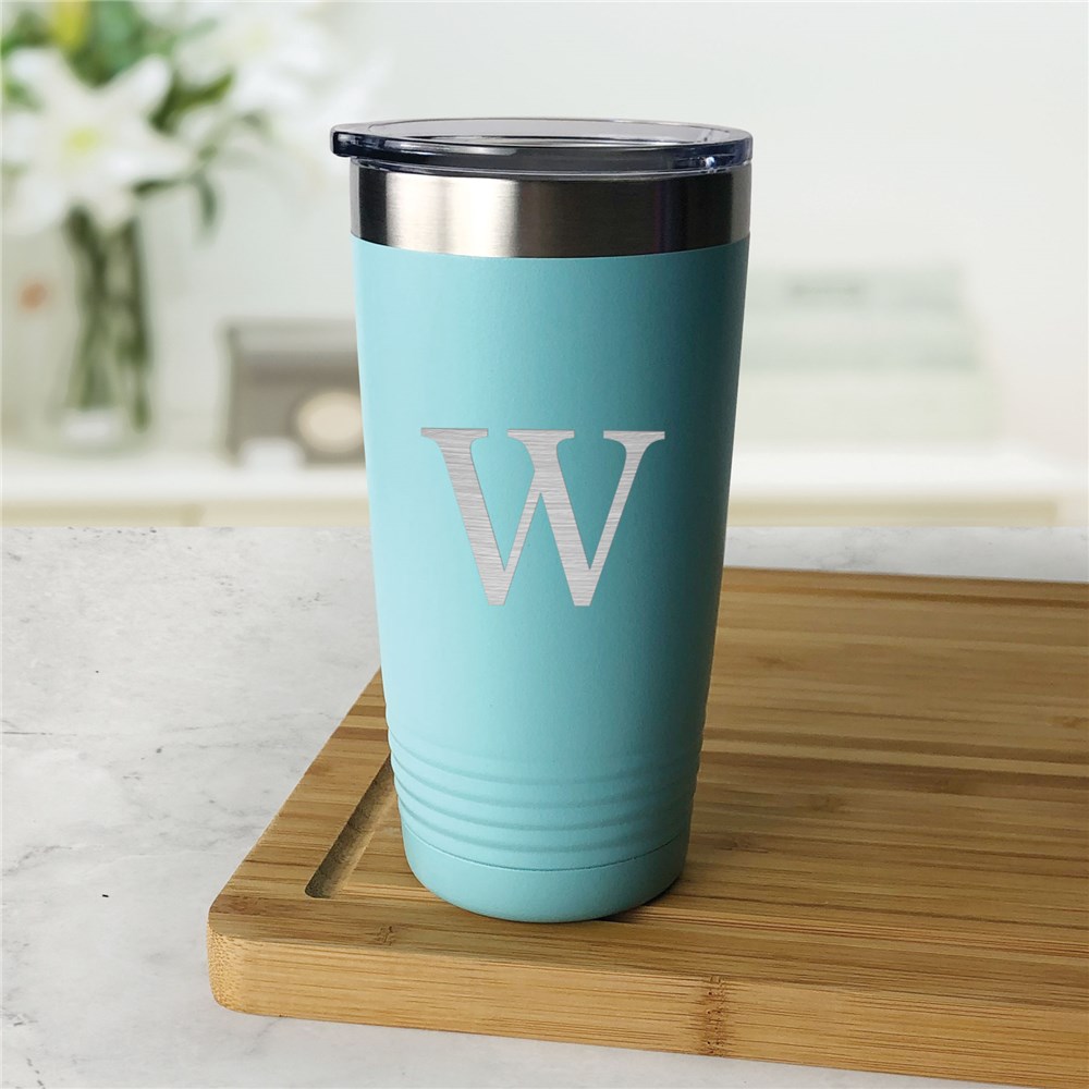 Engraved Script Or Block Font Initial Tumbler GiftsForYouNow
