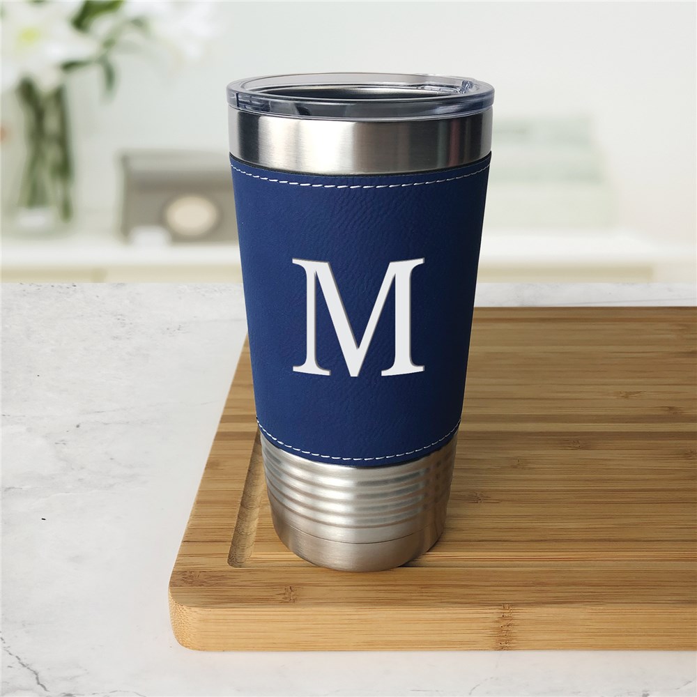 Engraved Faux Leather Tumbler | Personalized Leatherette Wrapped Tumbler
