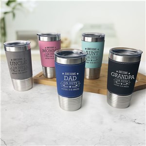 Personalized Leather Trim Tumbler | Insulated Dad Mugs