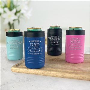 Engraved Awesome Dad On Duty Insulated Beverage Holder