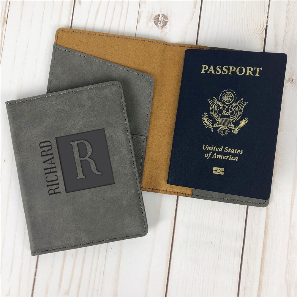Personalized Square Name And Initial Passport Holder L15217294X