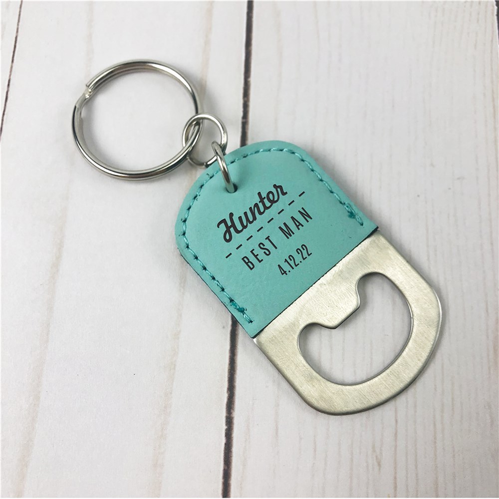 Engraved Groomsmen Leatherette Keychain Bottle Opener GiftsForYouNow