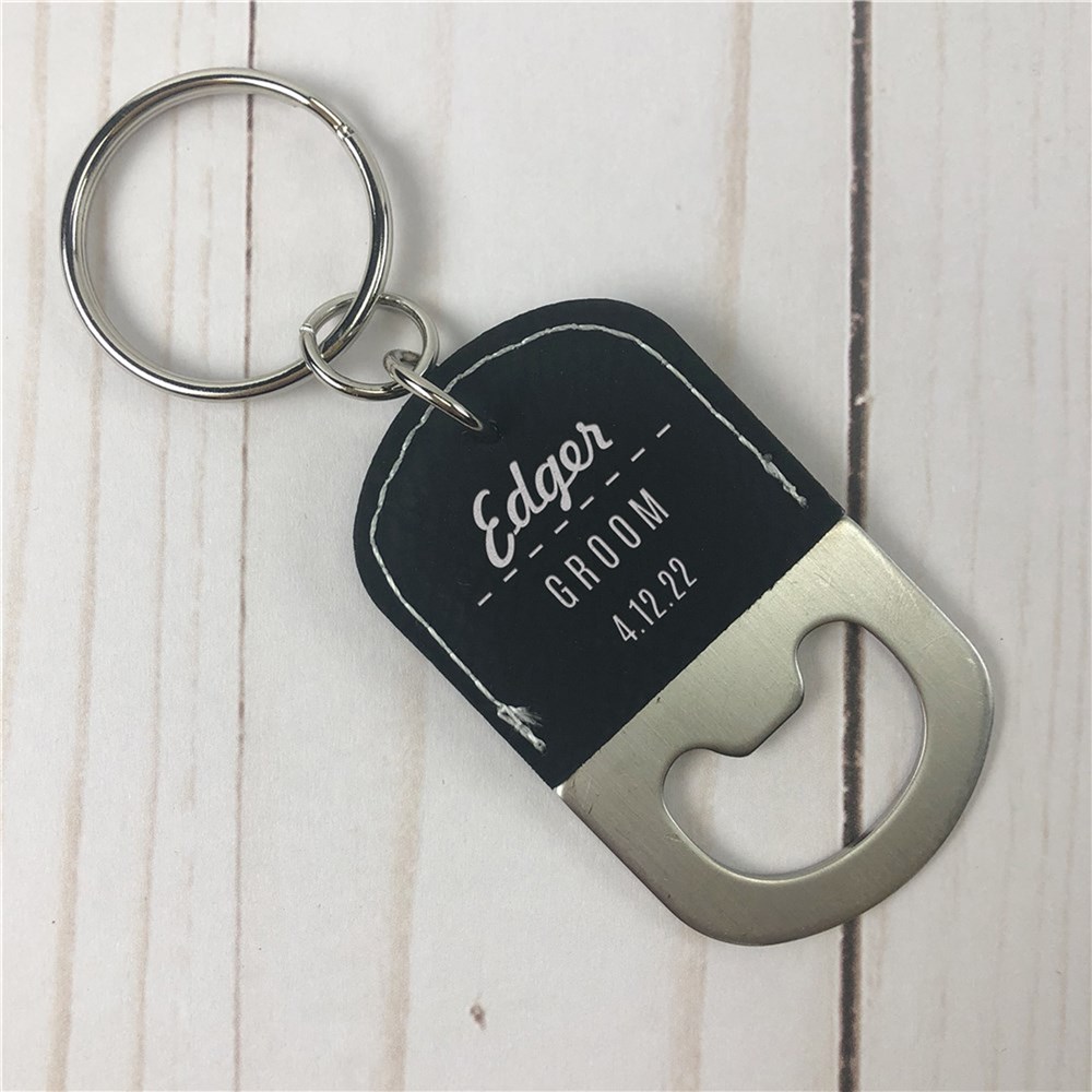 Engraved Groomsmen Leatherette Keychain Bottle Opener GiftsForYouNow