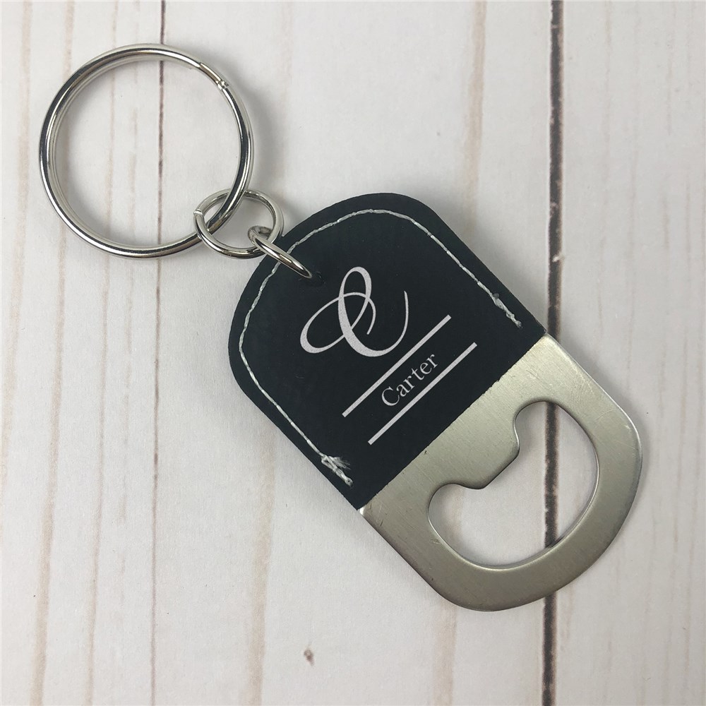 Engraved Bottle Opener Keychain | Faux Leather Engraved Keychain