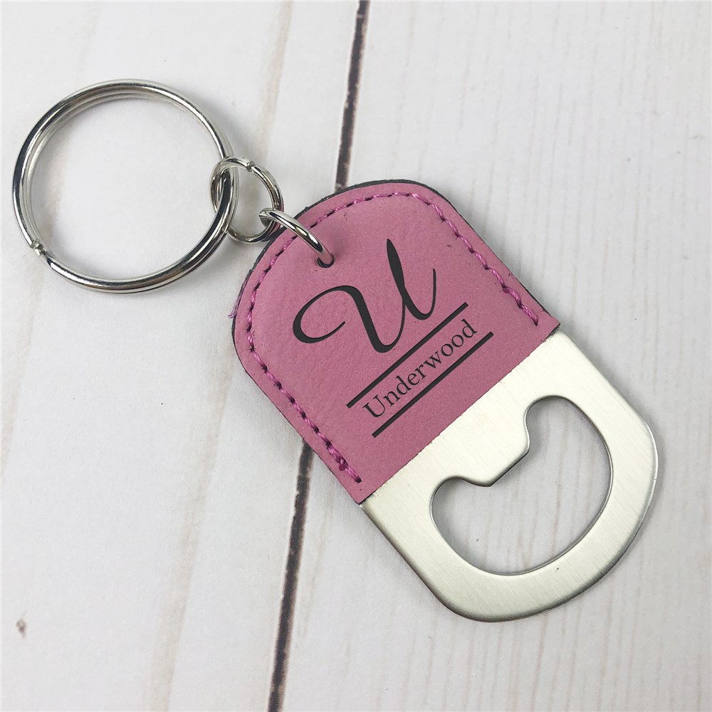 Engraved Bottle Opener Keychain | Faux Leather Engraved Keychain
