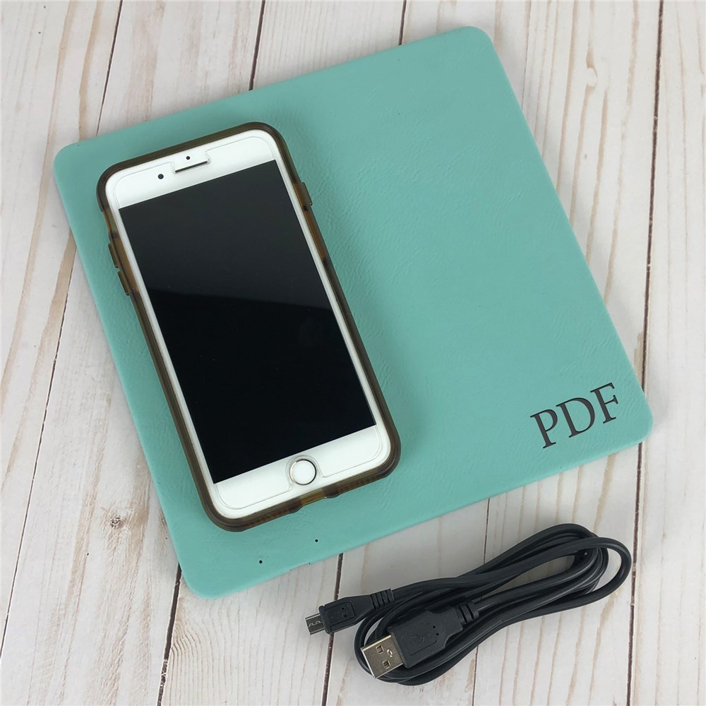 Wireless Charging Mat With Initials | Personalized Office Gifts