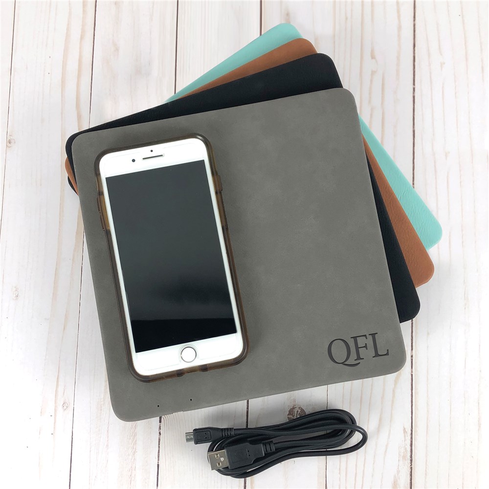 Wireless Charging Mat With Initials | Personalized Office Gifts