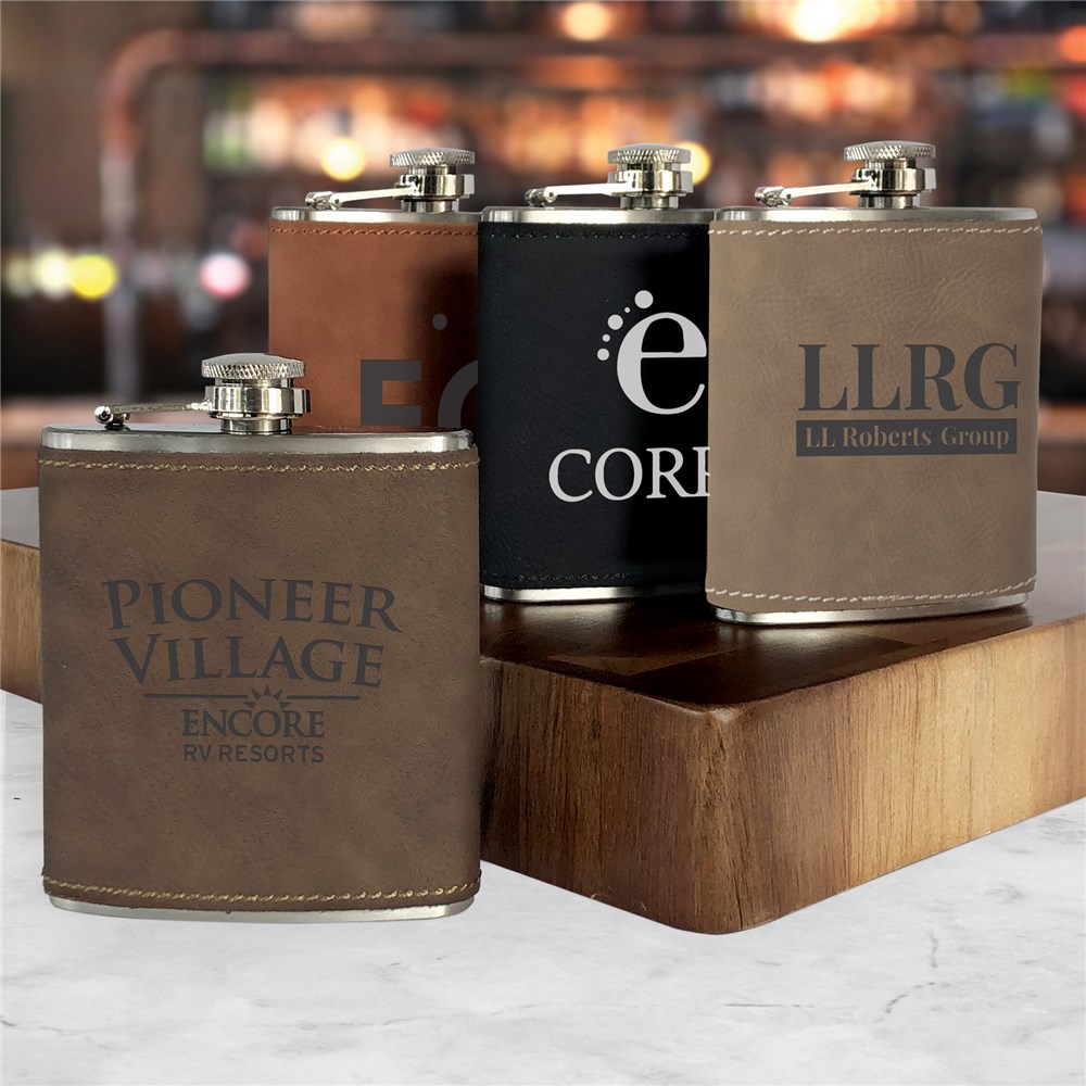 Engraved Corporate Leatherette Flask L15759281X