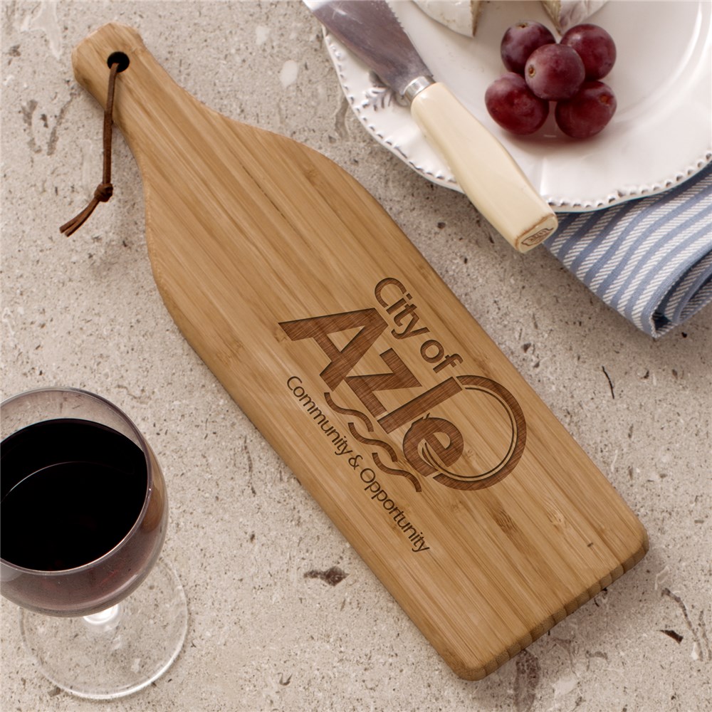 Engraved Corporate Wine Bottle Cutting Board L1575928X
