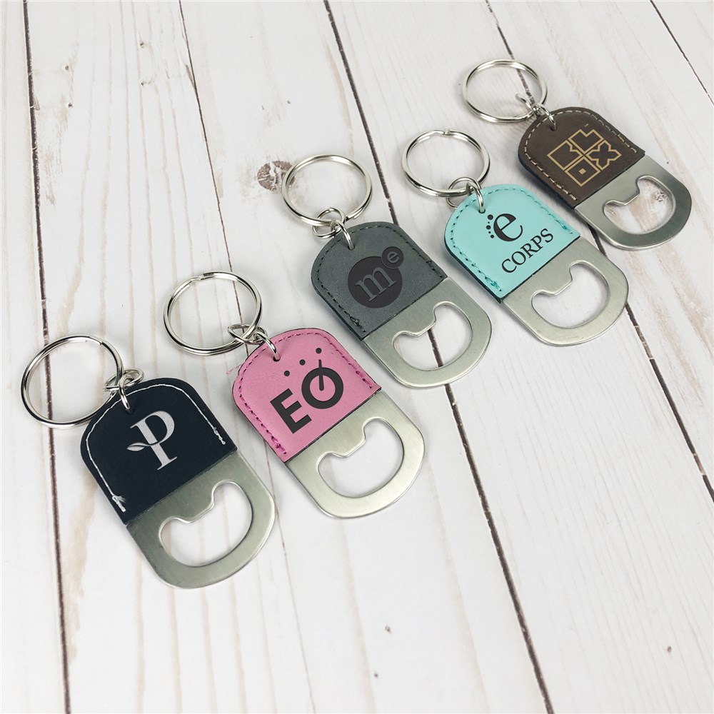 Engraved Corporate Leatherette Keychain Bottle Opener L15759291X