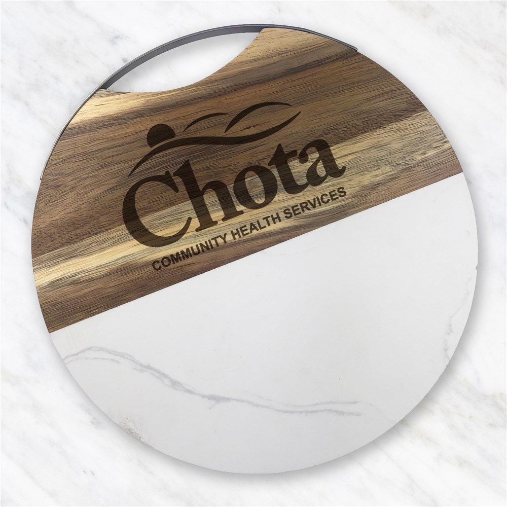 Engraved Corporate Wood & Marble Serving Board L15759338