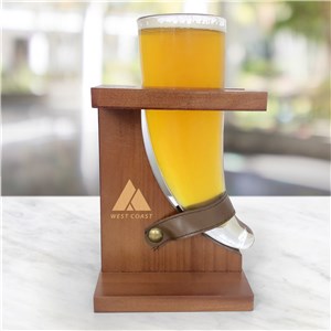 Corporate Horn Shaped Glass With Engraved Stand