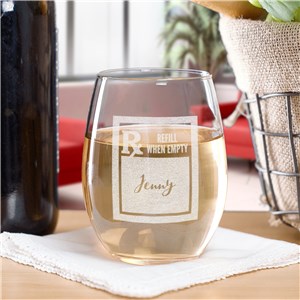 Engraved Prescription Rx Stemless Wine Glass L15879265